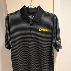 NFL Steelers Black and White Polo Shirt
